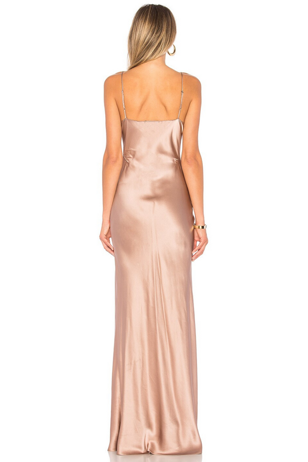 Pink Champagne Silk-Satin Bias-Cut Maxi Slip-Dress With Matching Coat
