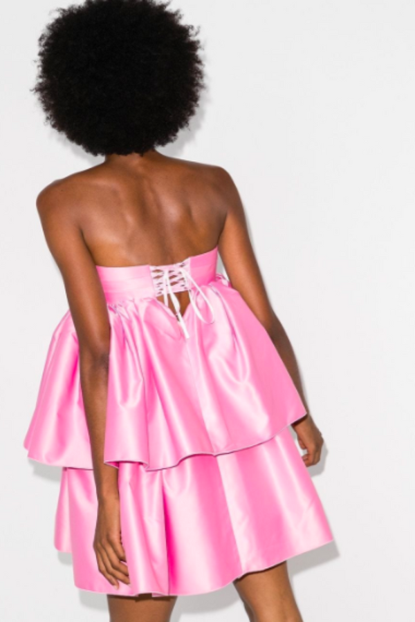 Pink Carmina Bandeau Mini Dress