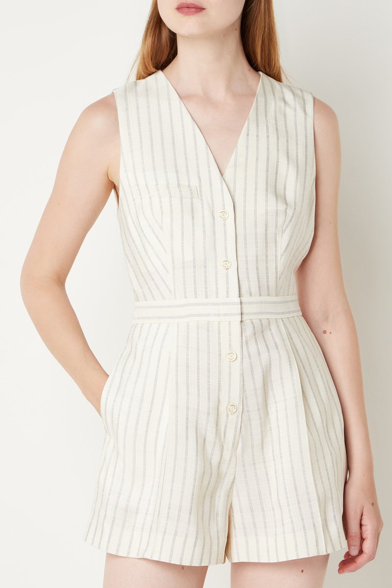 White Striped Playsuit