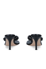 black braided leather sandal heels