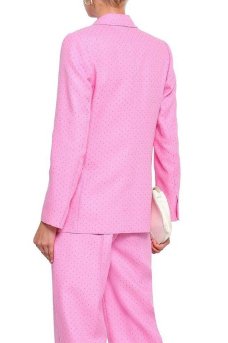 Pink tailored suit blazer with dotted lines