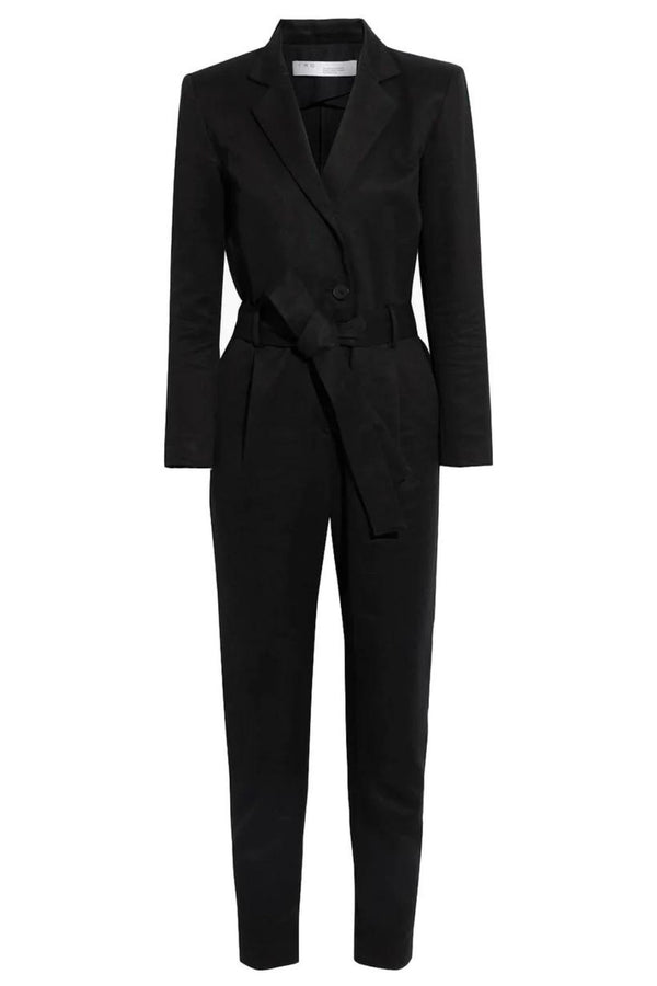 Black belted long-sleeve jumpsuit - Item for sale