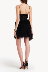 Black Feather-Trimmed Mini Dress - Item for sale