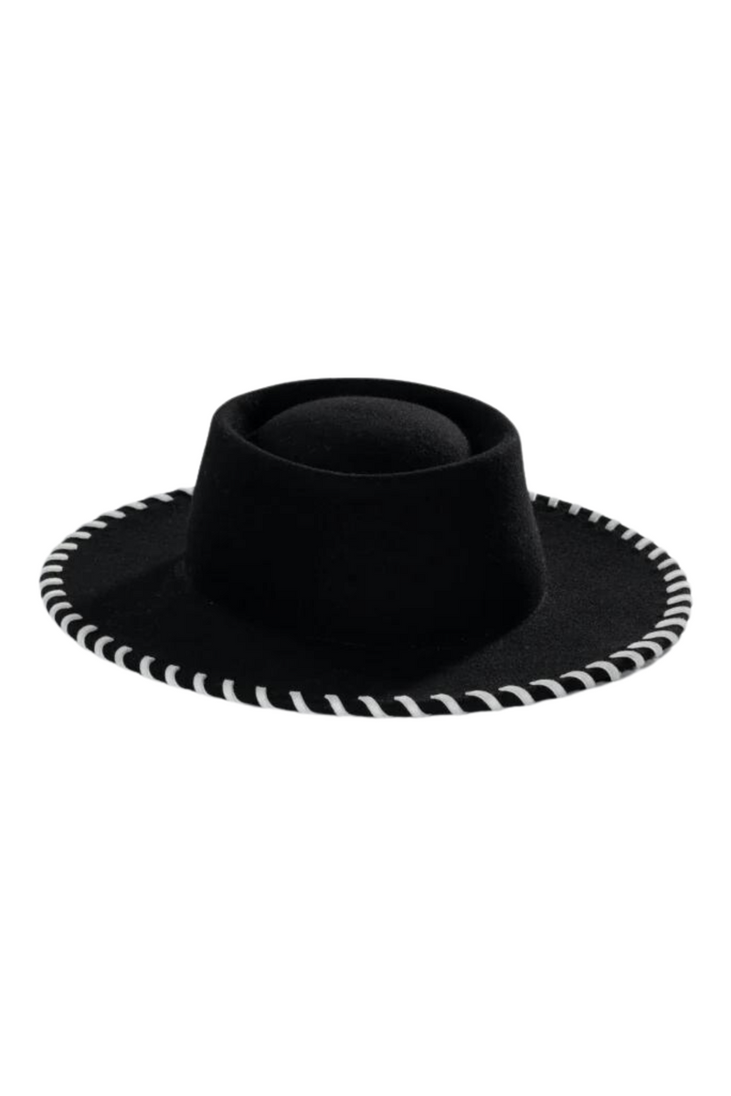 Black wool hat with white band detail The Bullfighter - La Bonita
