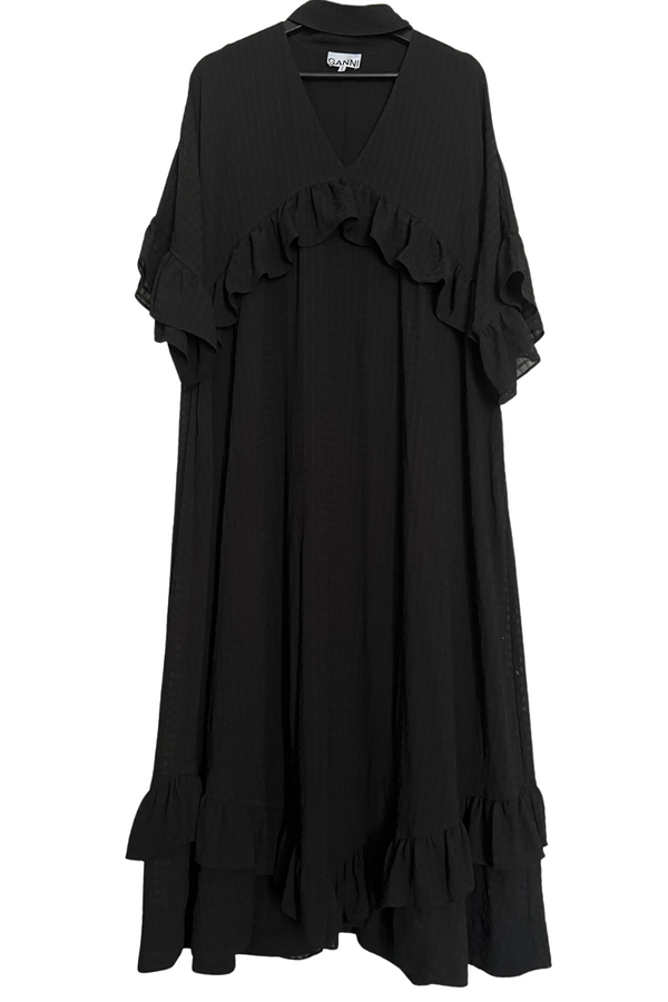 Black maxi dress with collar neck
