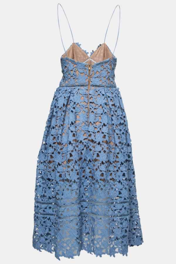 Blue lace midi dress