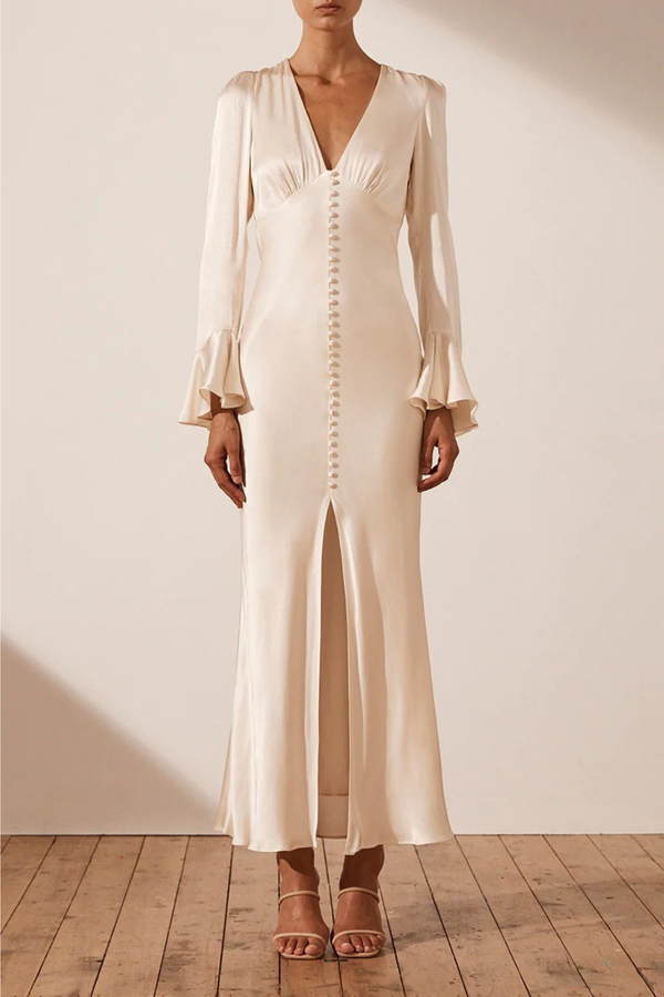 Ivory Long Sleeve Maxi Dress
