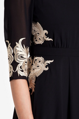 Black shear dress with embroidery