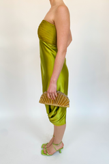 Green silk Midi bandeau dress
