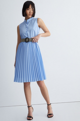Blue Mini Pleated Dress