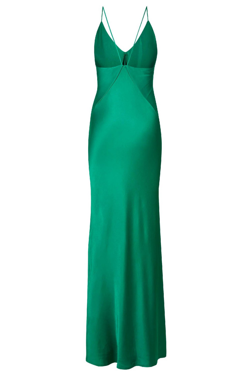 Delphine Soft Green Satin Maxi Dress