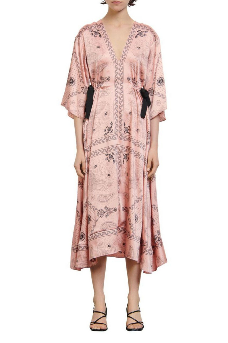 Pink Midi Galy Paisley Dress