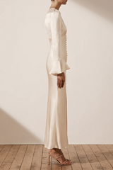 Ivory Long Sleeve Maxi Dress
