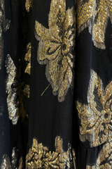 Black and gold metallic chifon midi dress -  Item for sale