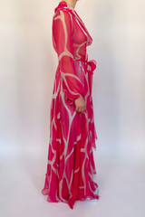 Pink See-Through Maxi Dress