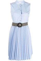 Blue Mini Pleated Dress