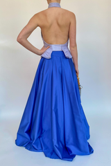 Cobalt blue maxi skirt with belt