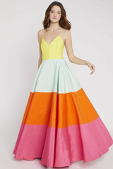 Multi color lavelle block maxi dress