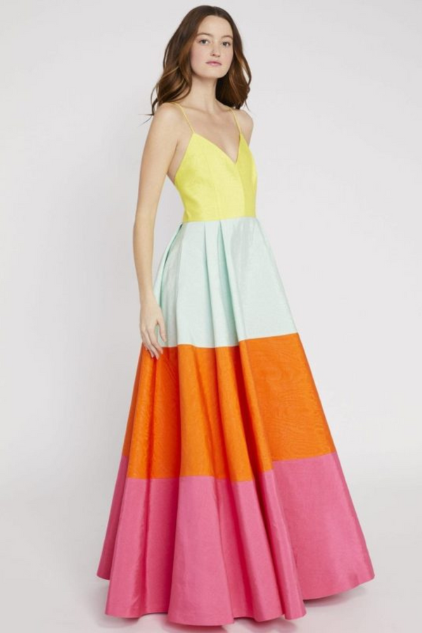 Multi color lavelle block maxi dress