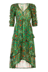 Green Printed Midi Dress