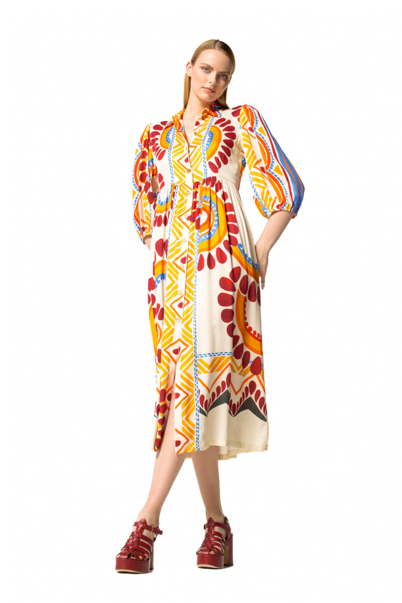 Multicolor Dessin Midi Dress