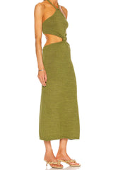 Green Knitted Cut Out Dress