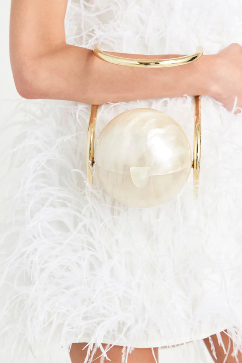 Pearl Clutch With Gold Handle