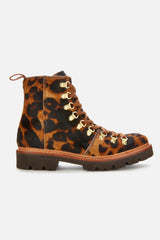 Brown Leopard Print Hiking Boots