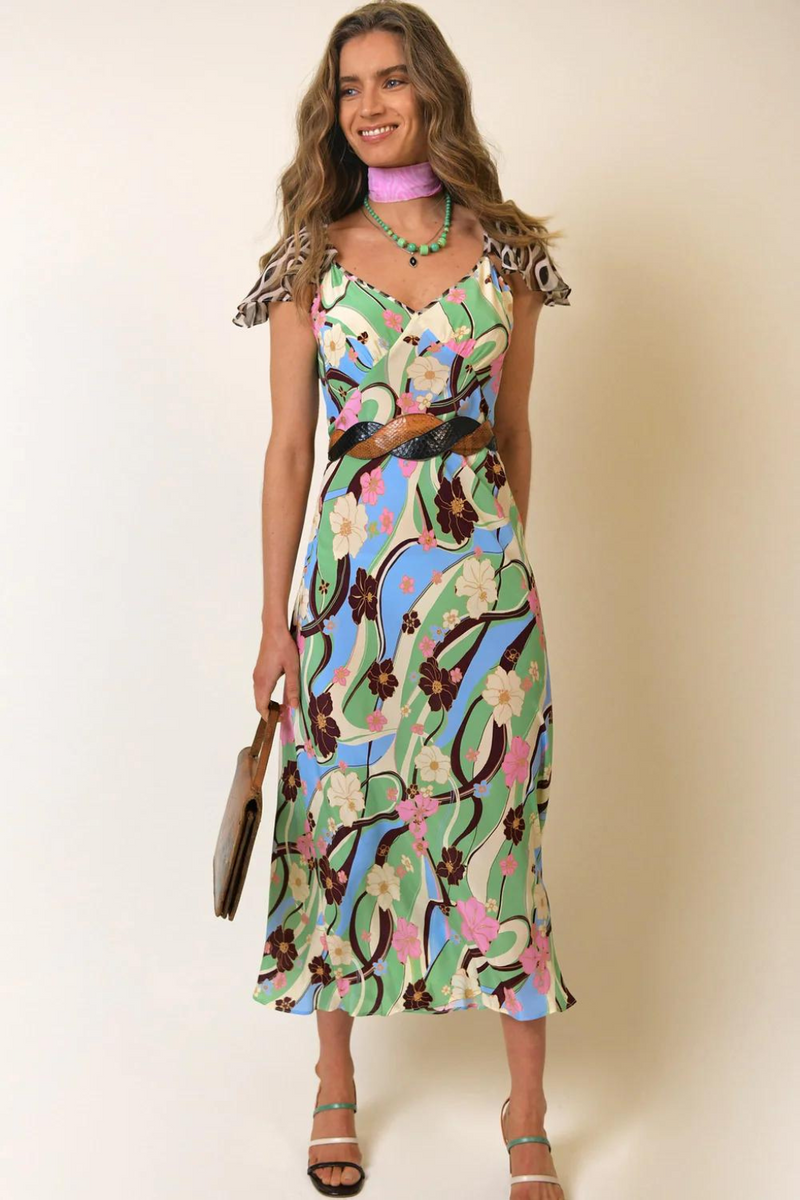 Multi color floral maxi dress