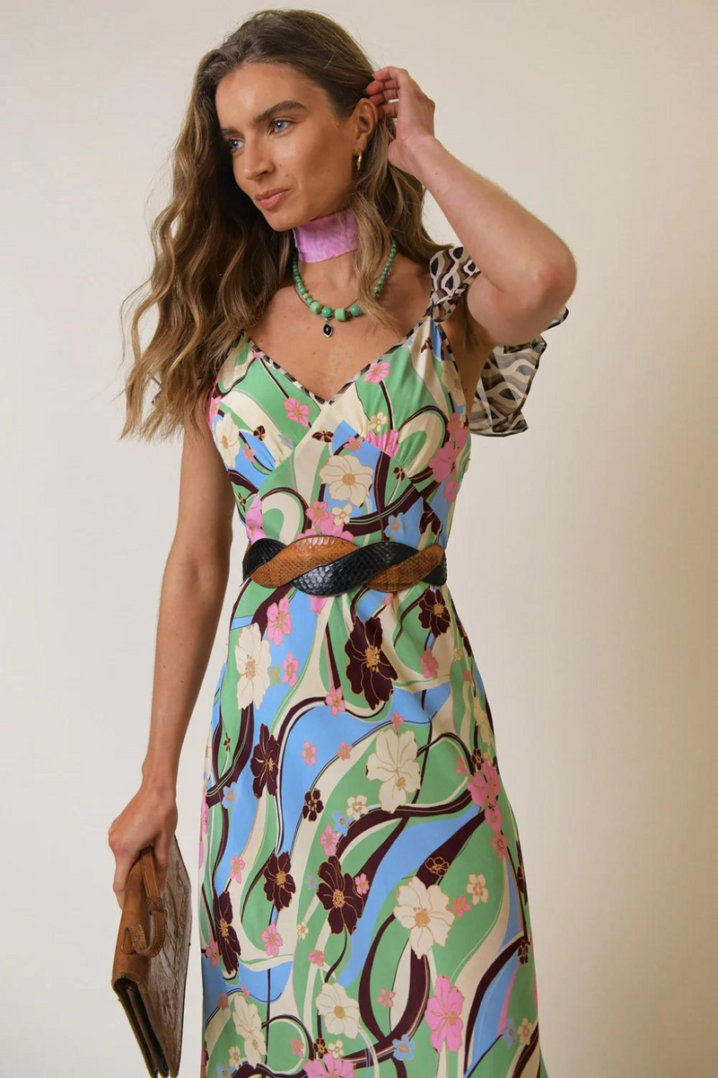 Multi color floral maxi dress