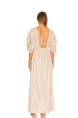 Beige maxi dress with open back