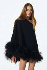 Black Feather Mini Dress