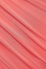 Peach Pink One-Shoulder Ruched Midi Dress