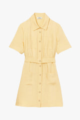 Yellow Short Buttoned Mini Dress