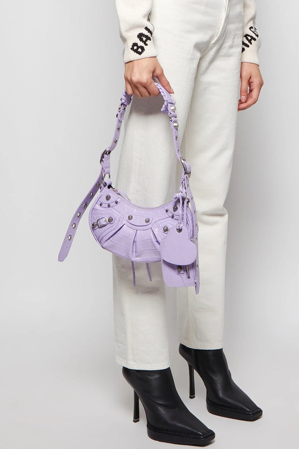 Lilac Cagole Crossbody Bag XS in Leather