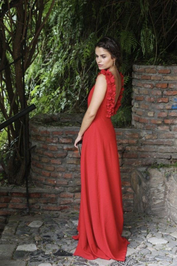 Red Long Maxi Dress With Side Split