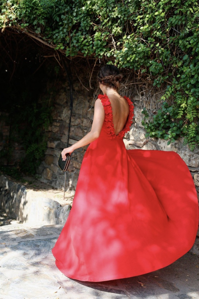 Red Long Maxi Dress With Side Split