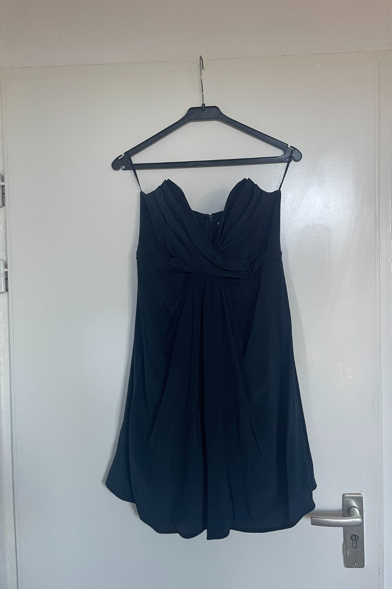 Dark blue strapless mini dress