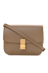 Classic Box Bag With Crossbody Strap In Taupe Leather