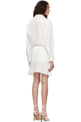 Ivory White Jacquemus Alassio Draped Cotton And Linen-blend Mini Dress