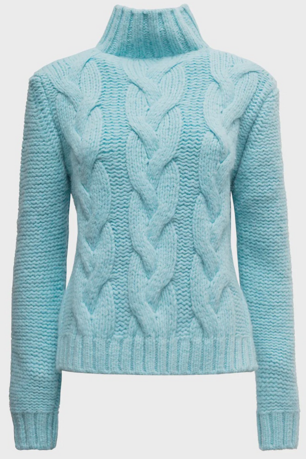 Aqua Blue Brooks Roll Neck Sweater