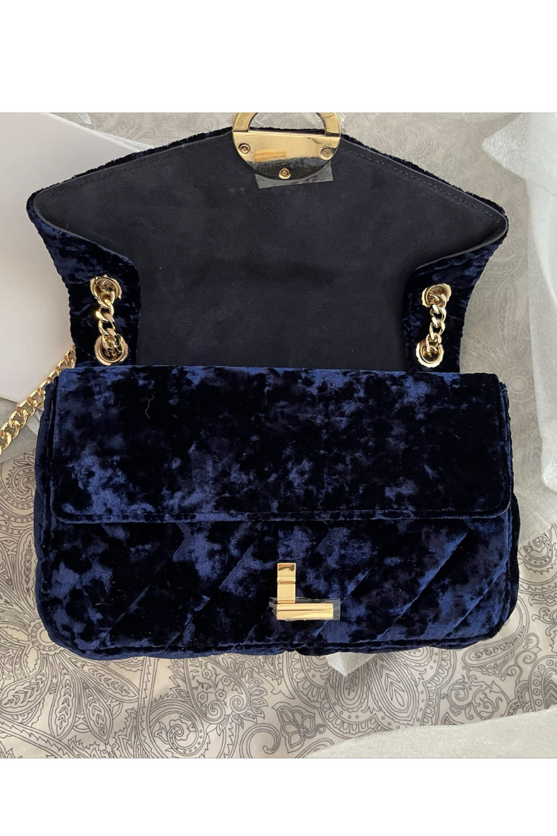 Blue Sandro YZA Velvet Bag