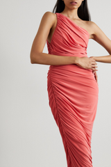 Pink Diana One-shoulder Ruched Stretch-jersey Midi Dress