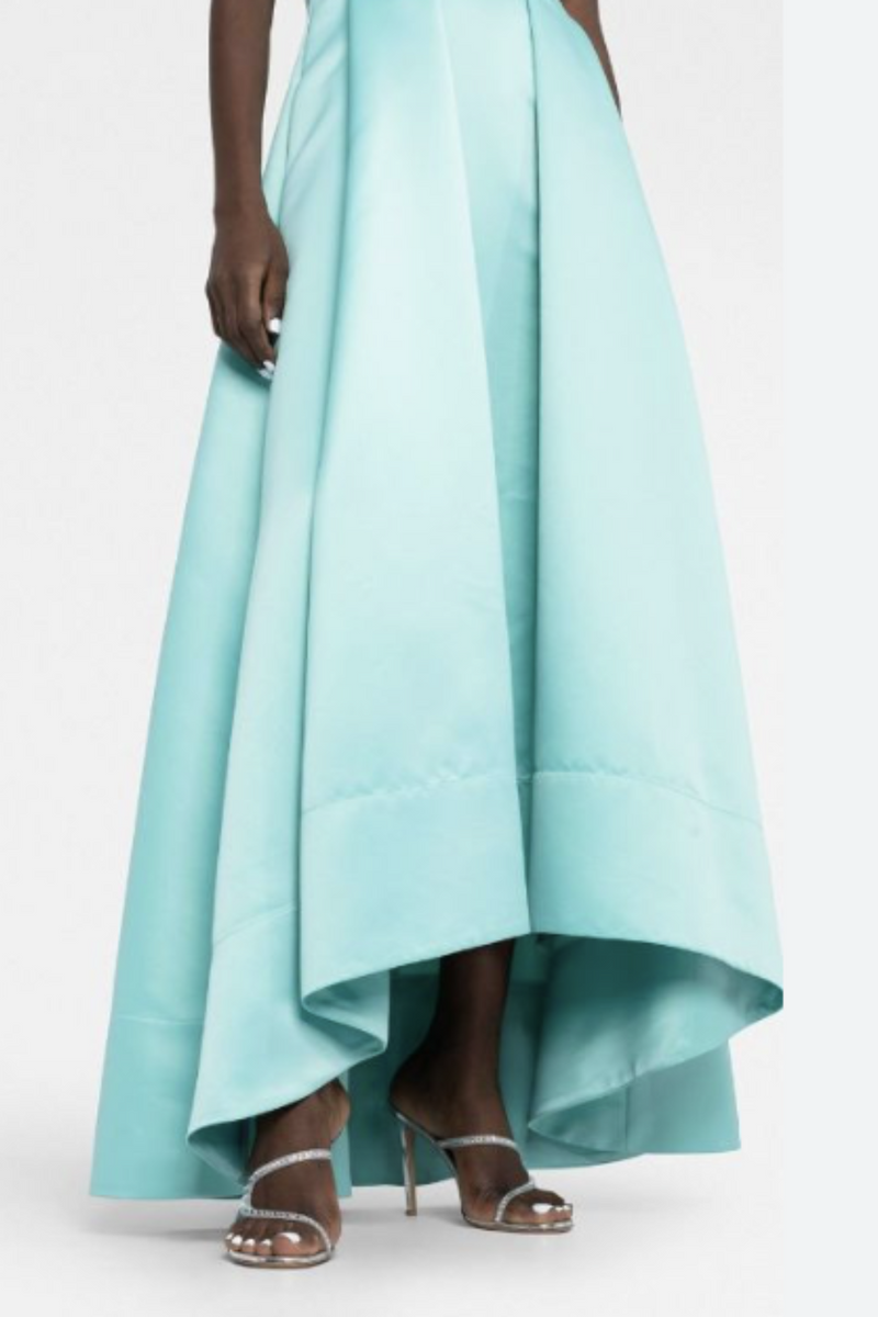 Blue Strapless High-Low Maxi Gown