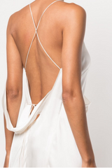 Ivory White Michelle Mason Silk Wrap Floor Length Maxi Gown