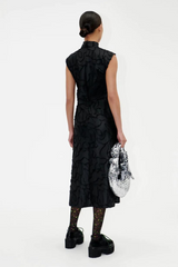 Black Jaxie Trimmed Satin Midi Dress