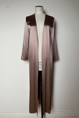 Pink Champagne Silk-Satin Bias-Cut Maxi Slip-Dress With Matching Coat