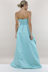 Blue Strapless High-Low Maxi Gown