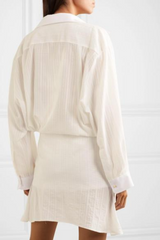 Ivory White Jacquemus Alassio Draped Cotton And Linen-blend Mini Dress