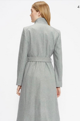 Grey Wool Wrap Midi Coat